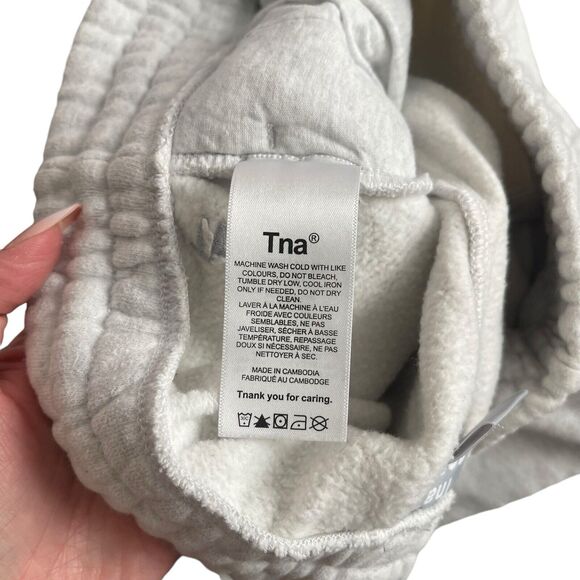Aritzia Tna XS Cozy Fleece Boyfriend Shorts Light Gray High Rise Lounge - Picture 4 of 8